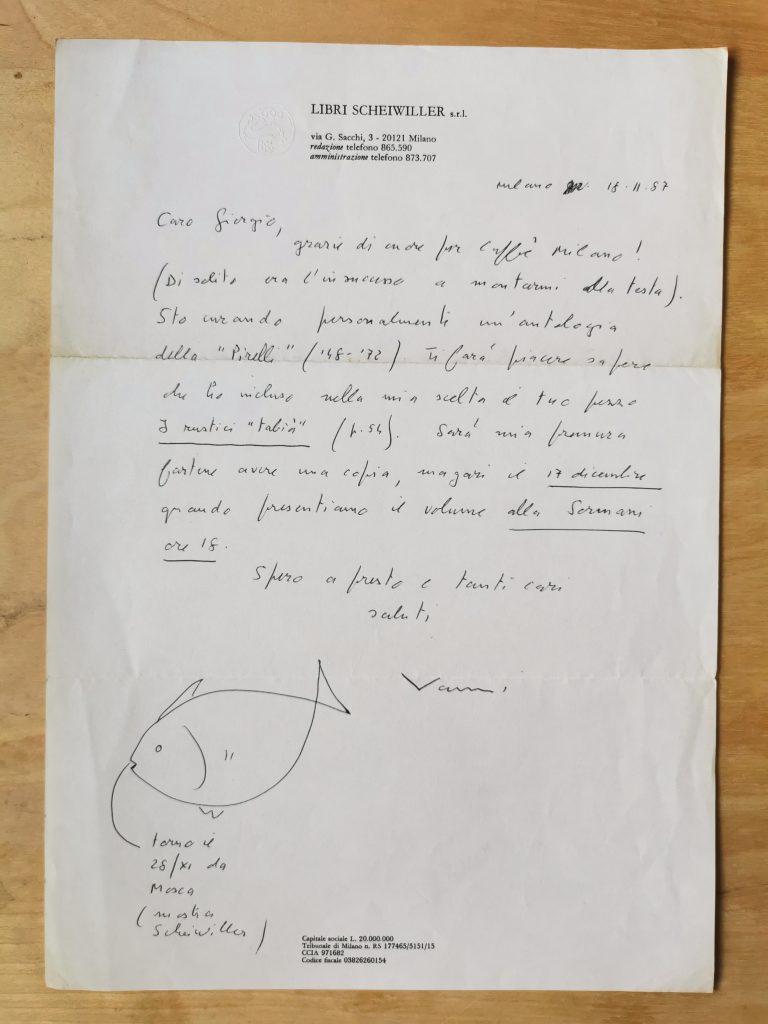 Lettera scritta da Vanni Scheiwiller a Giorgio Soavi